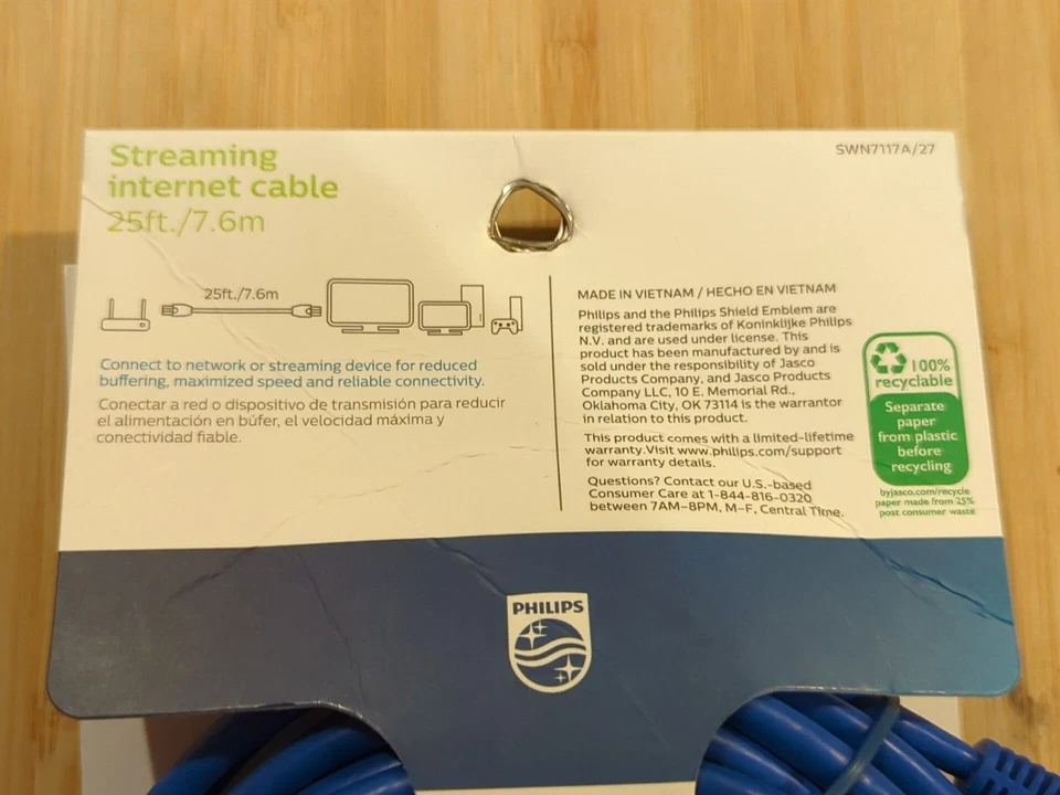 New Philips Cat 6 Ethernet Cable, 25 ft. Blue 1 Gbps 250MHz High Speed Internet - Image 4 of 4