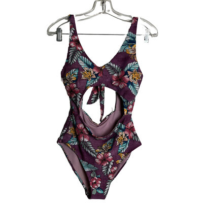 No Boundaries Juniors Monokini Swimsuit Medium Purple Floral Aloha Bathing  Women