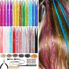 8400 Strands Hair Tinsel Kit 24 Colors 48in Heat Resistant Glitter Hair