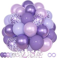 72Pcs Purple Balloons Set, Lavender Latex Balloon with 12inch Pearl Metallic ...