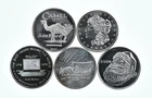 Lot 5 VINTAGE 1 Oz Silver Bars/Rounds Art Bars Collection Poured .999 *468