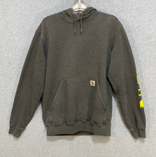 CARHARTT Men's Small Gray Original Fit Logo Sleeve Pullover Hoodie K288 026