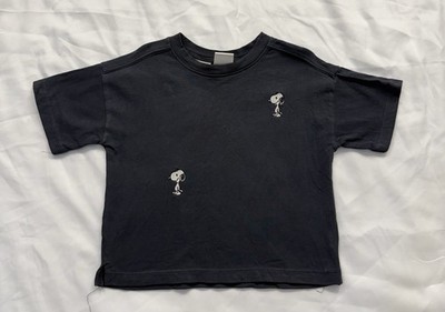 Zara Kids Snoopy Peanuts Graphic T-Shirt Cotton Navy Short Sleeve Crew 3Y