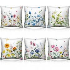 6 Pcs Wildflowers Spring Throw Pillow Covers Set Inch Flower Floral Pillow Co...