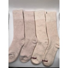 Timberland Unisex Cushioned Crew Socks 4 Pairs - Wool Blend, Light Brown Medium