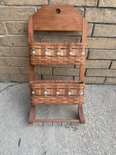 Wood Wall Mounted Mail Organizer, Brown Recta...