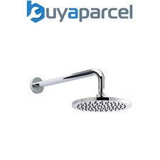 Round 200mm Fixed Shower Head Chrome + Swivel Ball Joint + Concealed Wall Arm