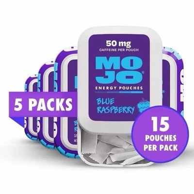 MOJO Caffeine Pouches 50MG Green Tea Caffeine, Sugar Free, Zero Calories, 5 pack
