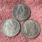 MORGAN SILVER DOLLAR COINS.  LOT OF 3  XF./ AU. DETAILS   PRE. 1921 LOT # 6