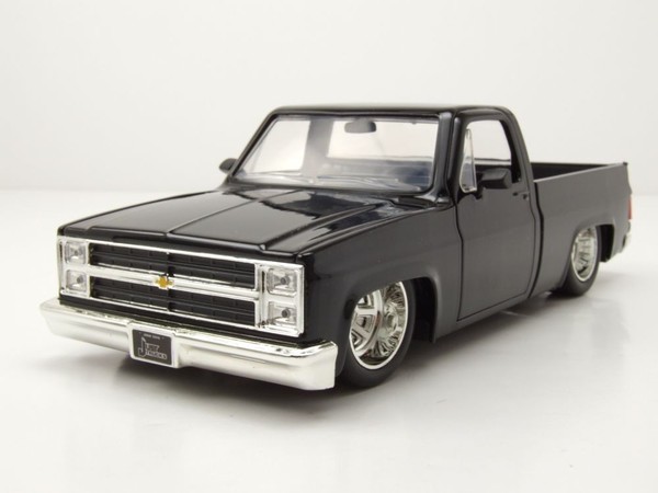 Chevrolet C-10 Pick Up 1985 Schwarz Mit Minilite Felgen Modellauto 1:24 Jada Toy-image