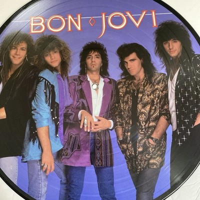BON JOVI Slippery When Wet Picture Disc LP VG+ 1986 Mercury Vinyl Glam
