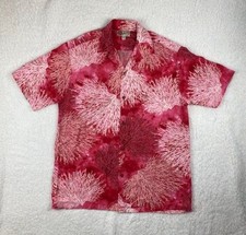 Vintage 70s Hilo Hattie Rayon Hawaiian Shirt Men's Small Pink Coral Made In USA
