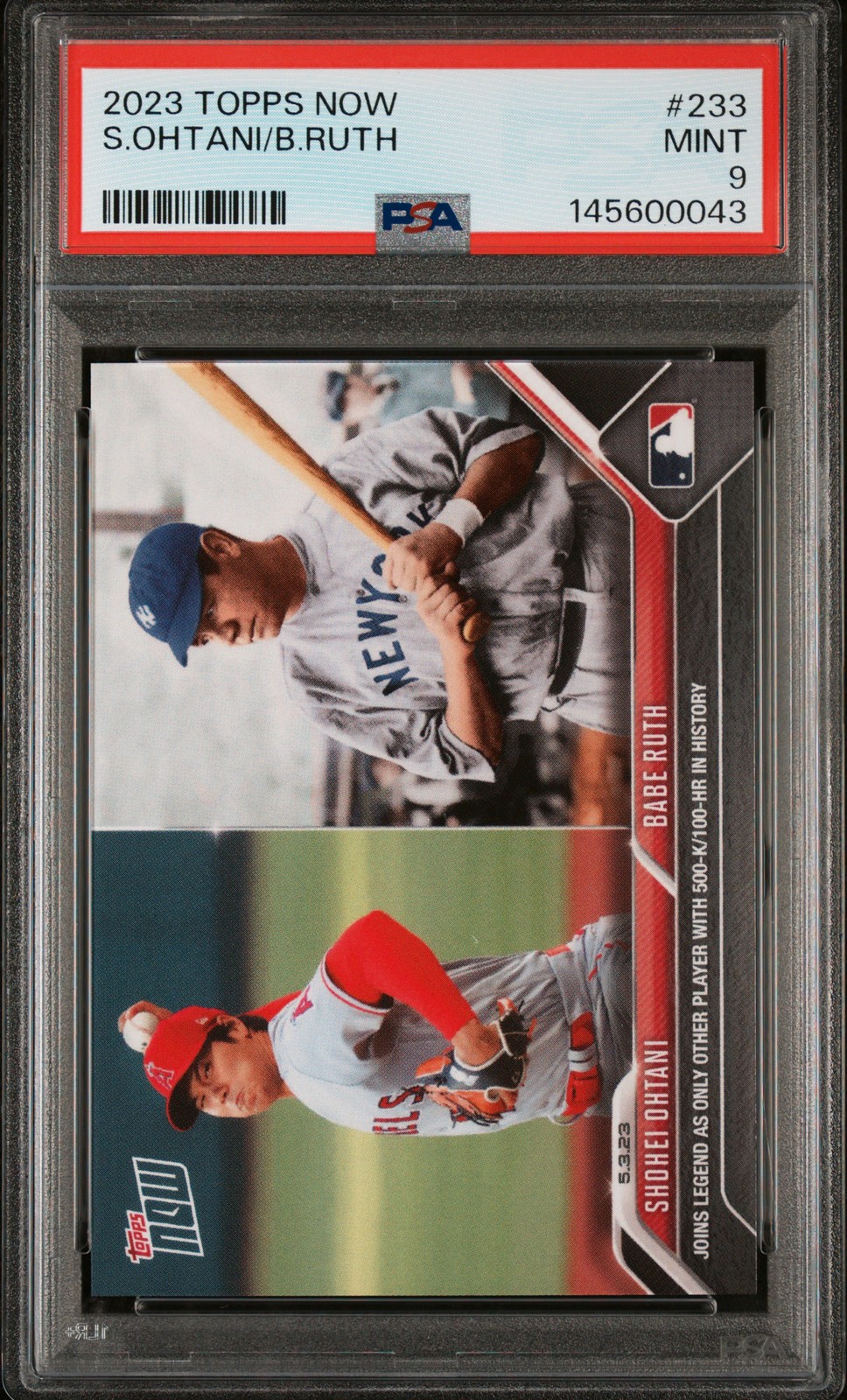 2023 TOPPS NOW #233 BABE RUTH/SHOHEI OHTANI PSA 9