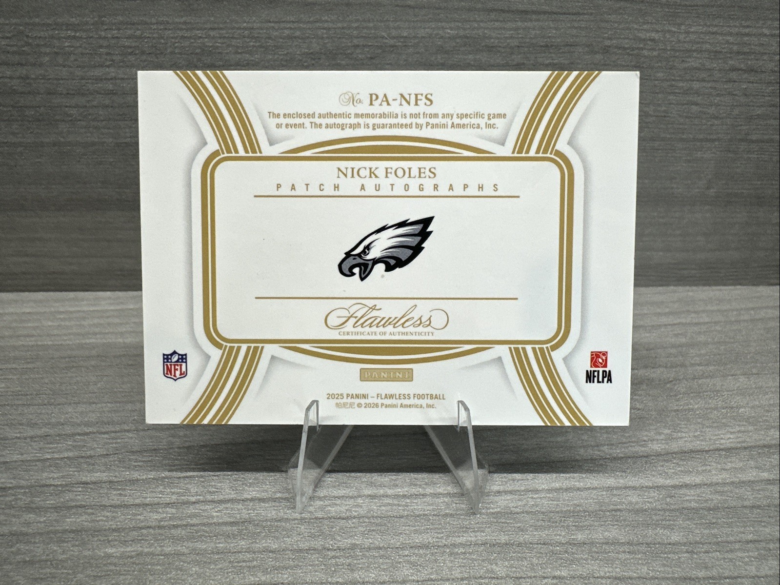 2025 Panini Flawless Nick Foles Patch On Card Auto Silver /20 PA-NFS Eagles view 2