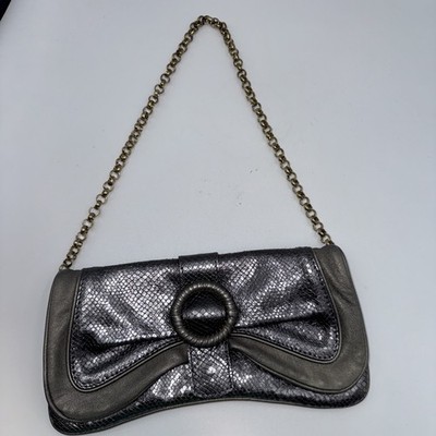 MAX MARA Silver Gray  Shoulder Bag Made In Italy 10.5'' long metal strap