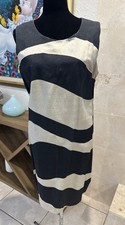 Vestido Dana Buchanan Cebra Rayas Lino EE. UU. 12 Hasta la Rodilla Sin Mangas Cambio Nuevo sin Etiquetas