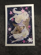 Laika ACEO | Cosmonaut Space Dog Laika | Outerspace Small Original Painting