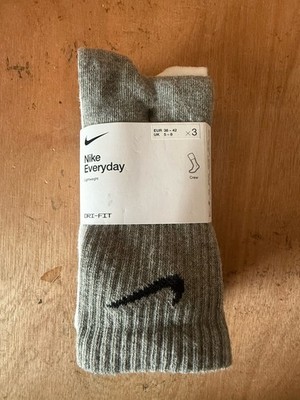 NIKE EVERYDAY LEICHTE CREW-SOCKEN GRÖSSE 5-8 3 PAAR SCHWARZ/WEISS/GRAU *NEU*