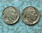 1ST YEAR LOT of 1913 TYPE 1 & TYPE 2! Buffalos both w/ "VG" details & full date