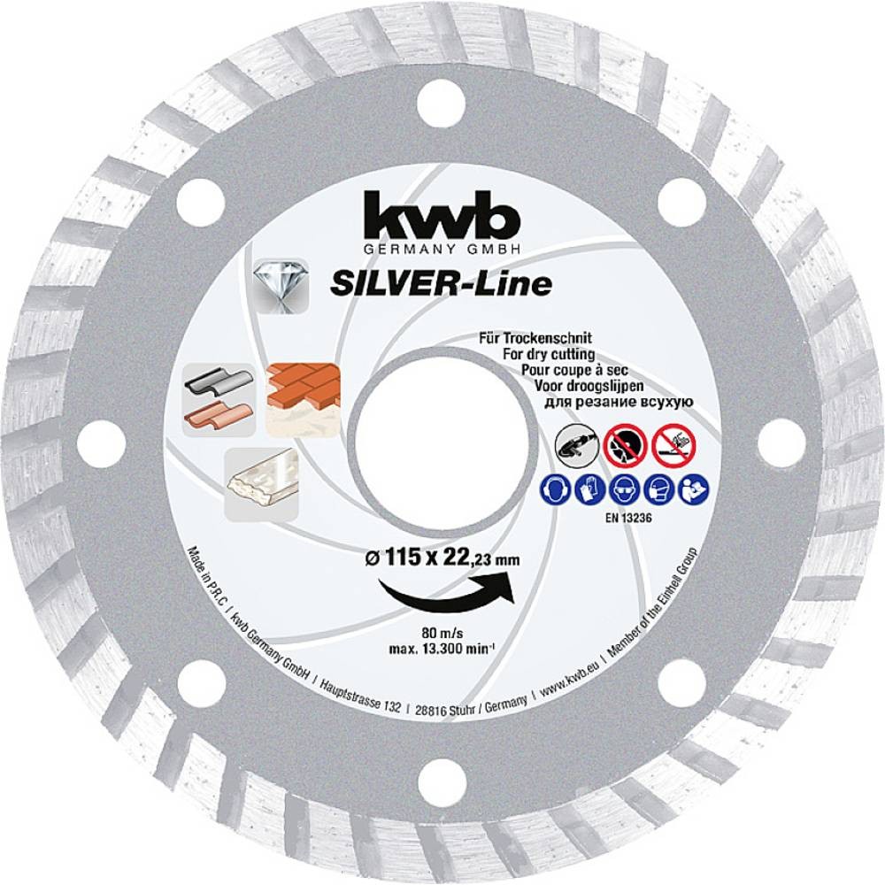 Disque diamant 230 mm kwb 797870 avec perçage 22.23 mm pour meuleuse