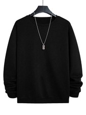 Black Solid Color Pullover Sweatshirt - Men's Size L