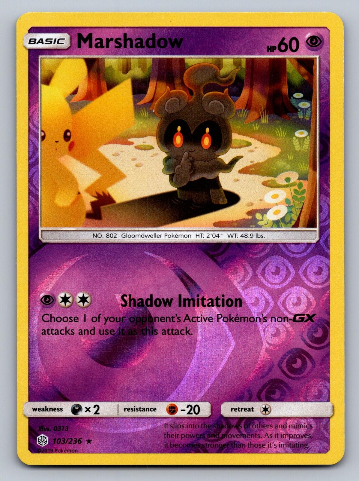 Marshadow 103/236 Rare Cosmic Eclipse Pokemon Reverse Holo Near Mint