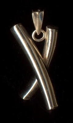 Neu 14K 0,75 Gramm 22mm Massiv Gelbgold Unendlichkeit X Stab Zweig Rohr Anhänger ~XA