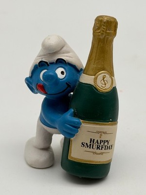Schleich Schlumpf mit Sektflasche Happy Smurfday - Peyo 2007