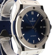 Hublot Classic Fusion Titanium Automatic 42mm Blue Leather Watch 542.NX.7170.LR 4