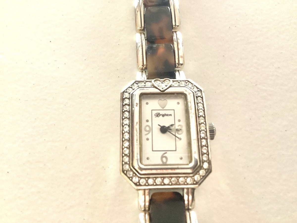 Brighton Encino Watch Tortoise Shell Clear Crystals Silver  display picture 1