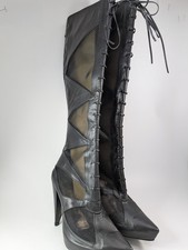 Stivali donna Gerardina Di Maggio maglia/pelle tacco molto sexy taglia 6/36 Italia