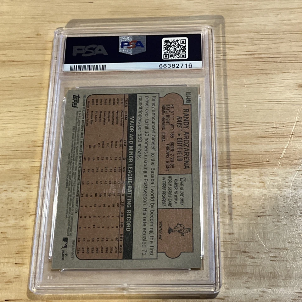 2021 Topps Heritage Randy Arozarena Real One Auto #ROA-RAR PSA Authentic 10 - Image 4 of 4