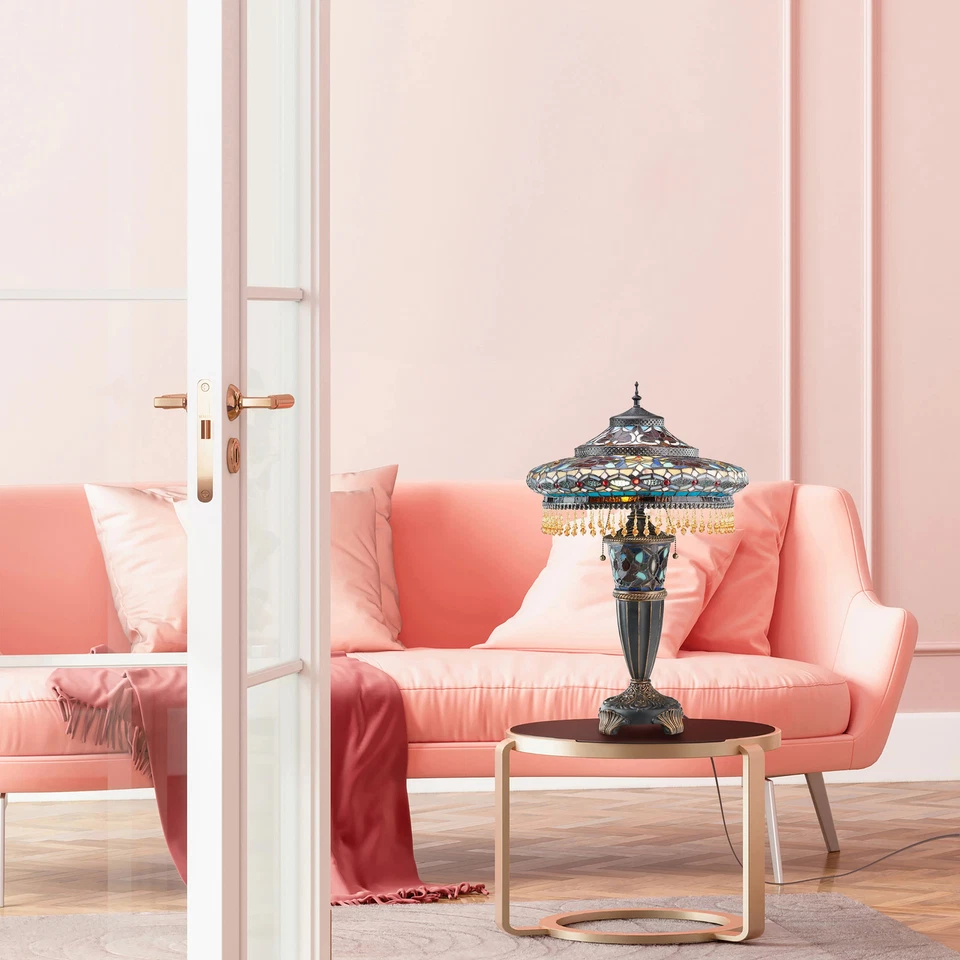 Mesa de vitrales multicolor Gracewood hueca lacmet multicolor 17"L x 17" Foto 3 de 4