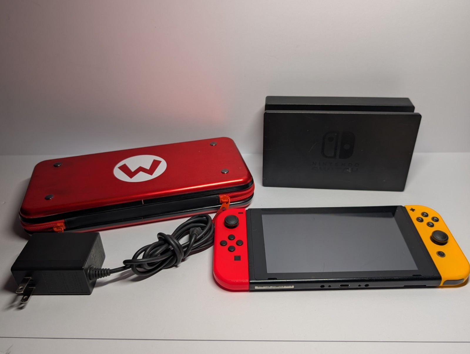 Nintendo Switch Console W/ Yellow & Orange Joycons Bundle Tested *READ*