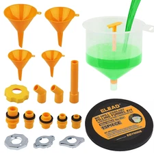 No-Spill Coolant Funnel Kit - 19-Piece Radiator Funnel Burping Kit, Coolant Blee