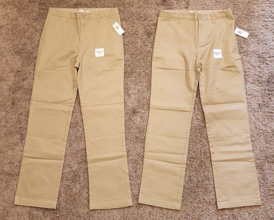 New Old Navy Boys Size 12 Khaki Uniform Pants, Built In Flex Reinforced Knees