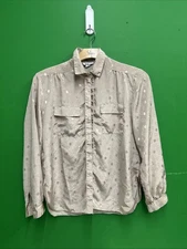 80s ALL HOURS Polka Dot Women’s SZ XL Collared Button Up Lightweight Blouse Top