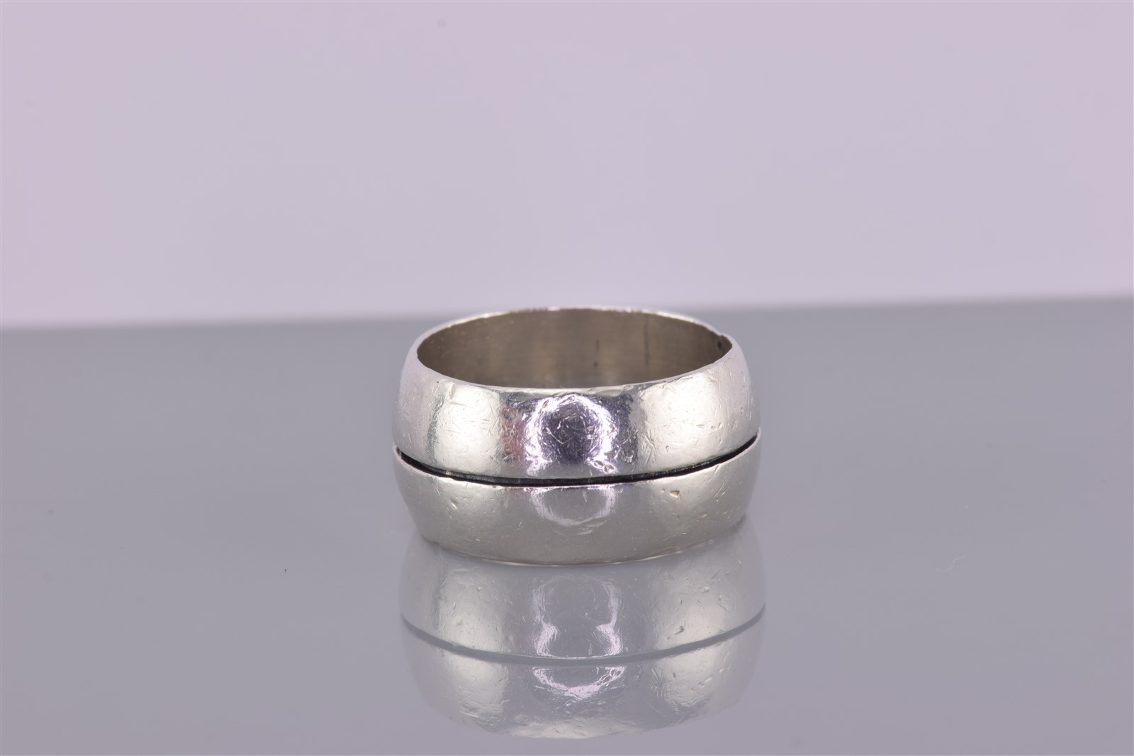 Sterling Silver 10mm Solid Grooved Rounded Band R… - image 1