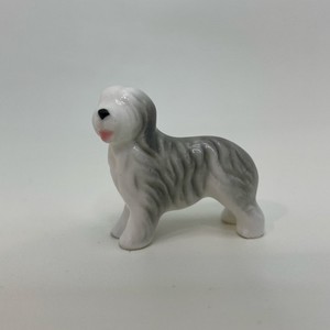 Old English Sheep Dog Figurine Bone China Porcelain Vintage Miniature Shadow Box
