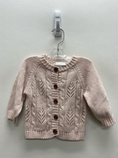 ELEGANT BABY SIZE 6M Pink Cardigan Cable Knit Girl's Sweater