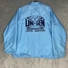 Vintage Birdie Jacket Mens Size L Blue Chain Stitch Flock Print Satin Unigen