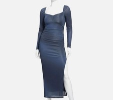 Guess Women's Blue Shimmer Sweetheart Long Sleeve Sharae Dress, Size 8