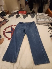 TRAVELSMITH MEN'S BLUE DENIM BOOTCUT JEANS..40X32