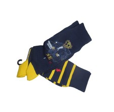 Polo Ralph Lauren Men's Navy Polo Bear/Stripe Dress Socks 2 Pairs