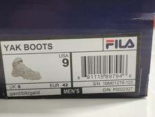 Fila Yak Trainers Men's Hiking Boots Shoes - Gardenia / Black NIB