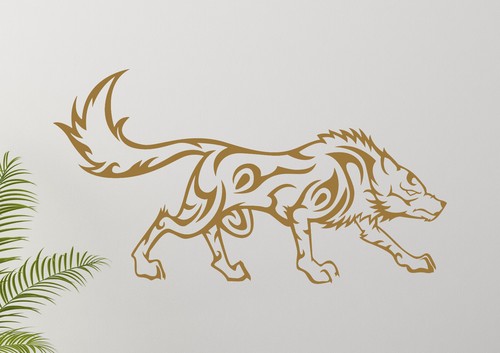 Calcomanía adhesiva de vinilo de arte de pared para juegos de fantasía diseño inspirado en lobo tribal - Imagen 4 de 8