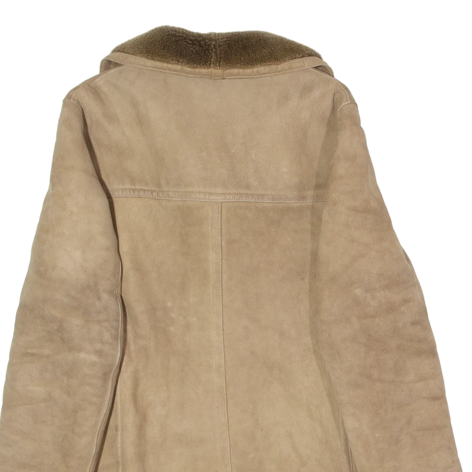 Vintage LA PEAUSSERIE 117 Mens Overcoat Coat Beige Shearling 90s S - Image 4 of 4