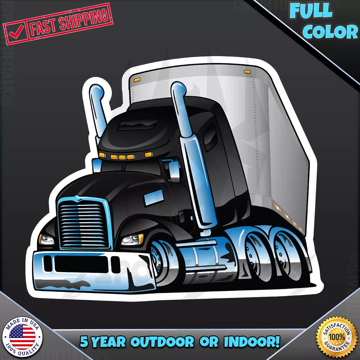 Black Semi Truck 18 Wheeler Laptop Outdoor VINYL DECAL STICKER 105 | eBay