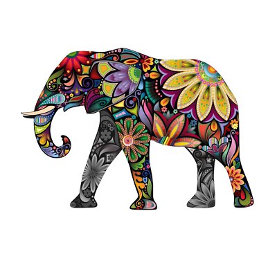 Elephant Wall Decal Colorful Mandala Pattern Removable Wall Sticker 5.2 sq.ft