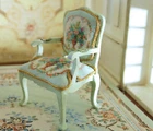 1:12 Victorian Floral Bouquet Mint Ivory Unique Miniature Dollhouse Wooden Chair